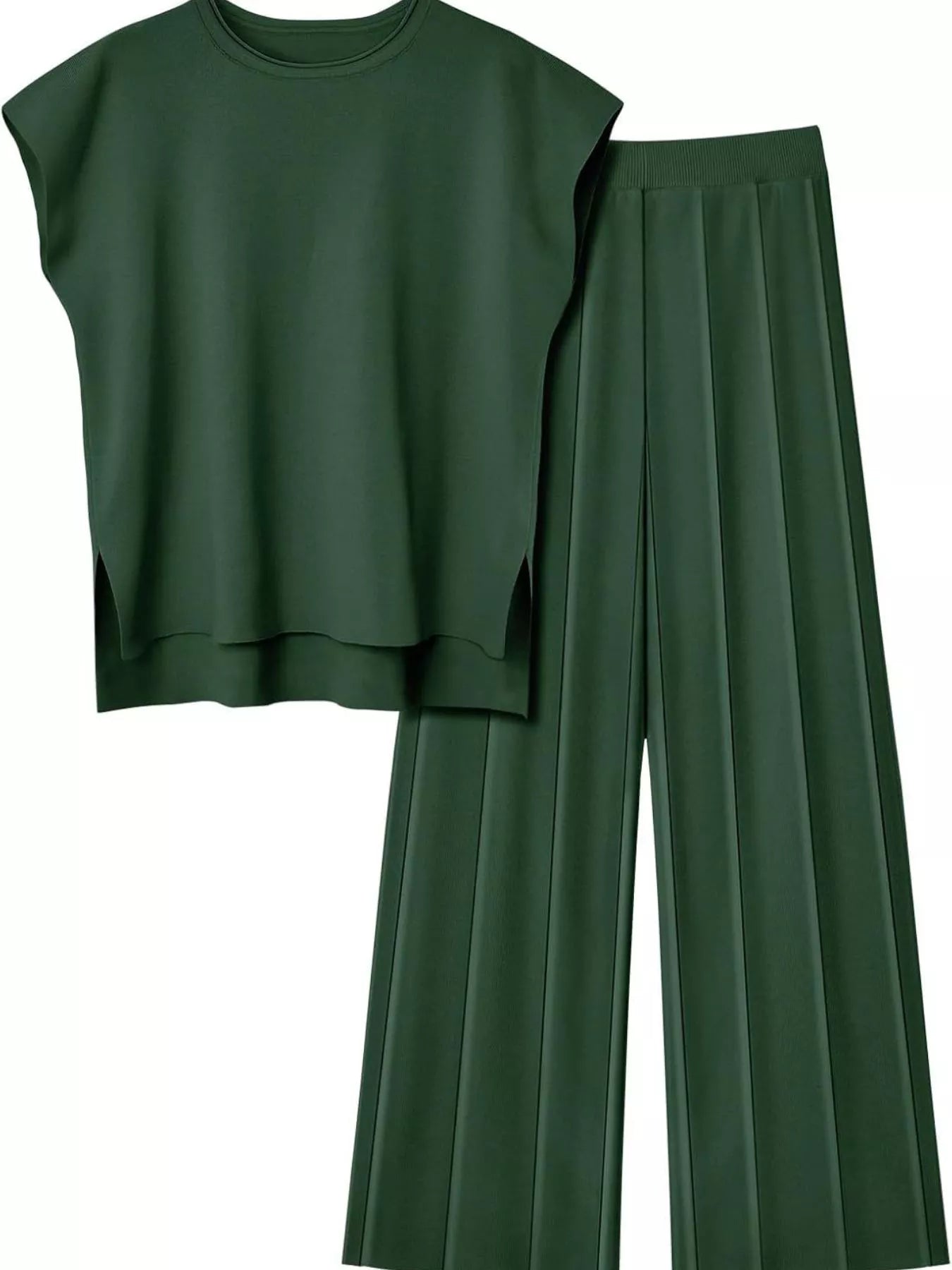 Hazel Blues® | Casual Solid Color Cap Sleeve Top and Pants Knit Set