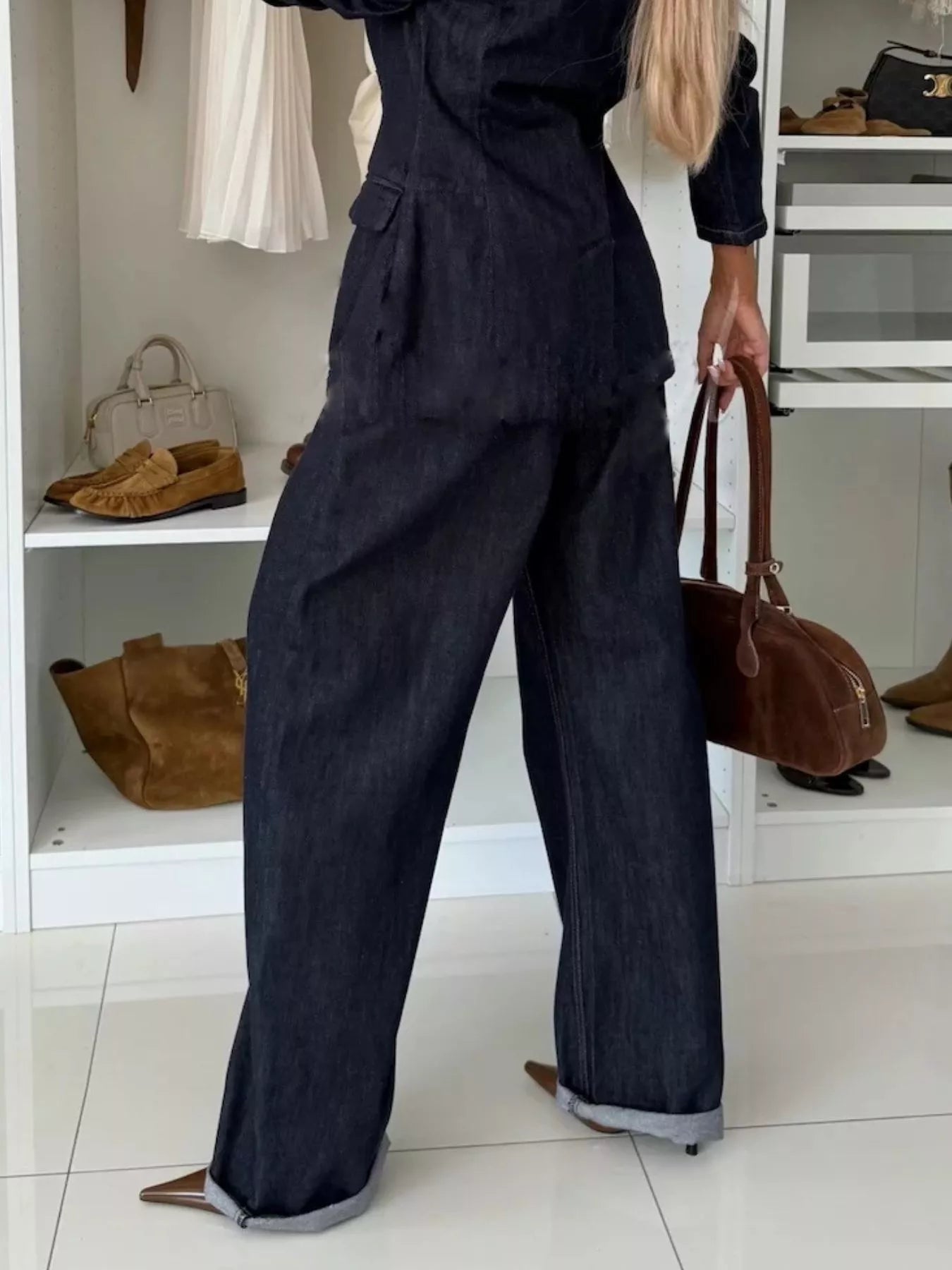 Hazel Blues® | High-Waisted Wide-Leg Washed Jeans