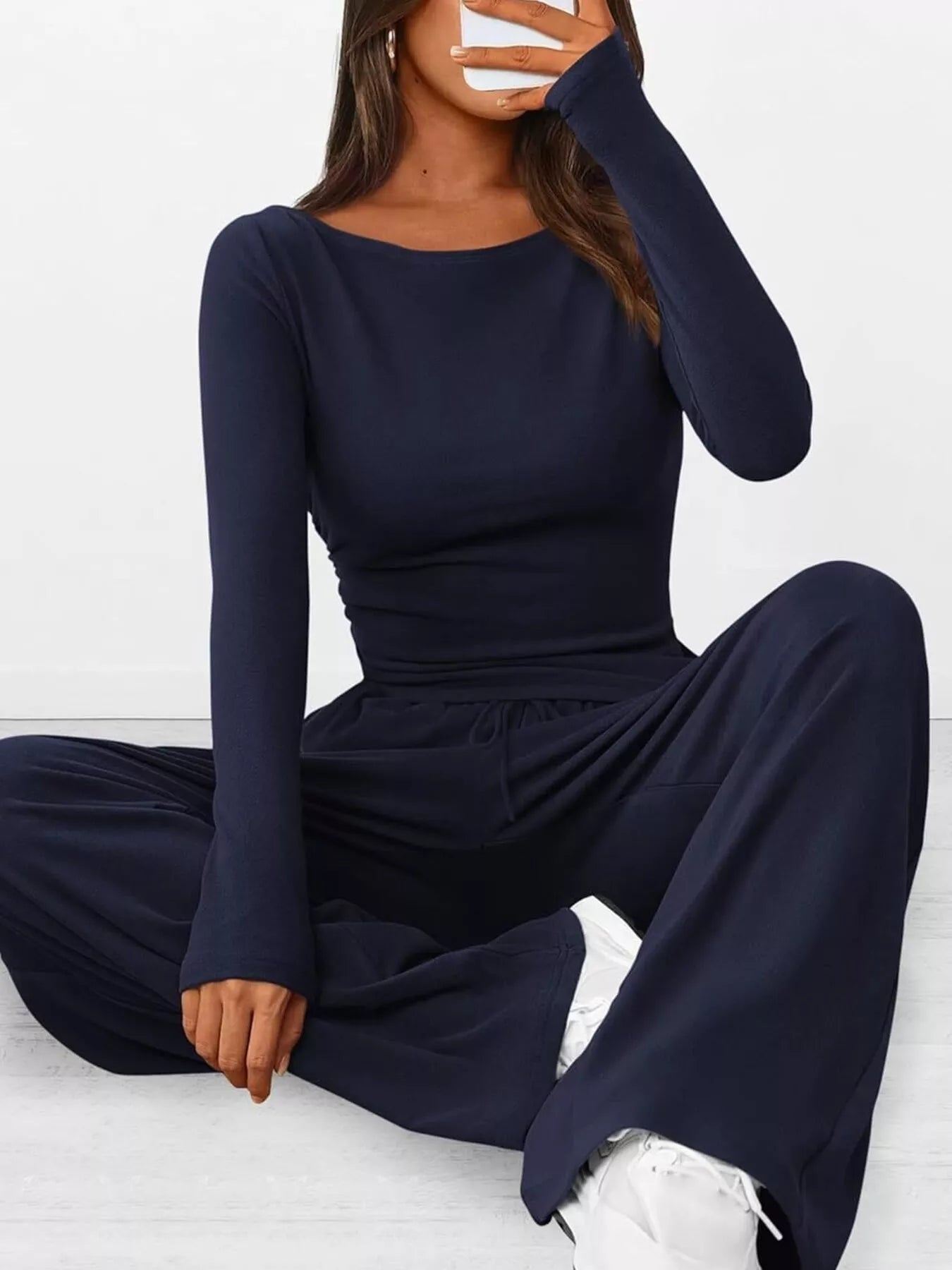 Hazel Blues® | Long Sleeve Top and Wide Leg Pants Set