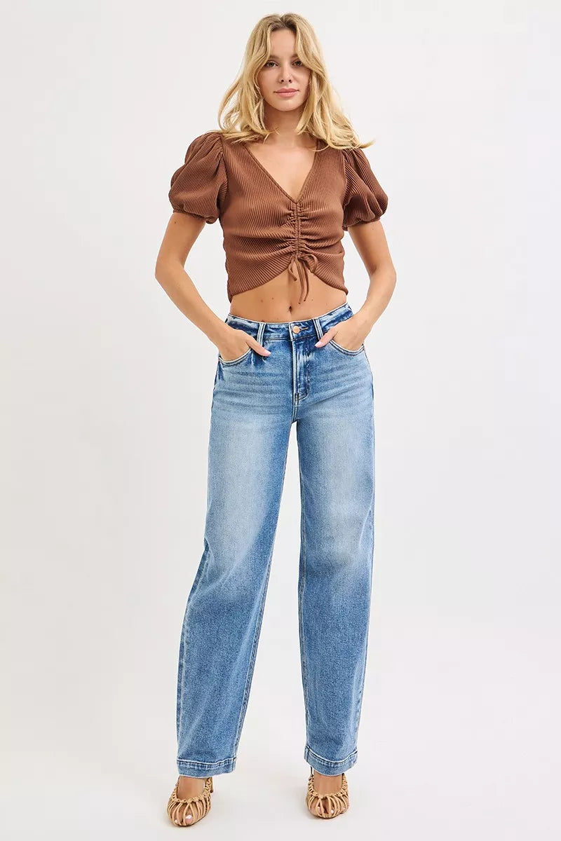 Hazel Blues® | RISEN High Rise Wide Baggy Jeans