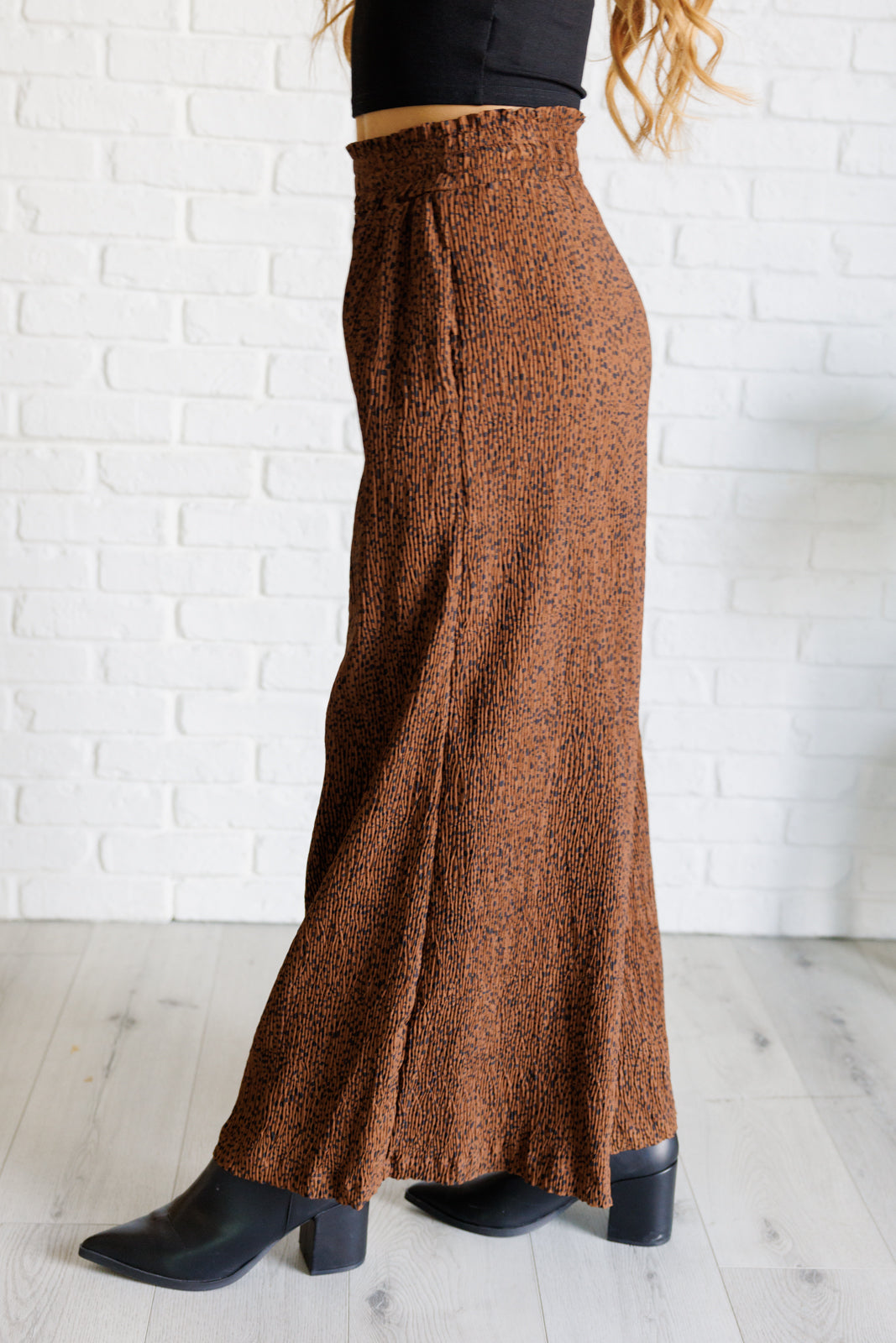 Hazel Blues® | Harmony High Rise Wide Leg Pants in Brown