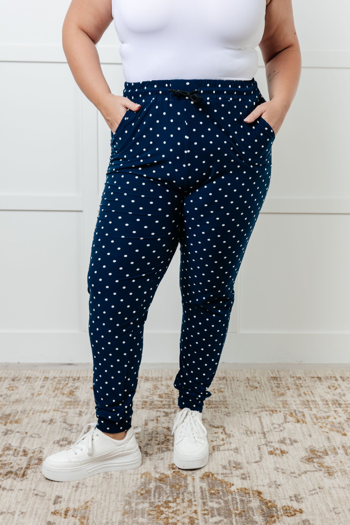 Hazel Blues® | Your New Favorite Joggers in White Polka Dot