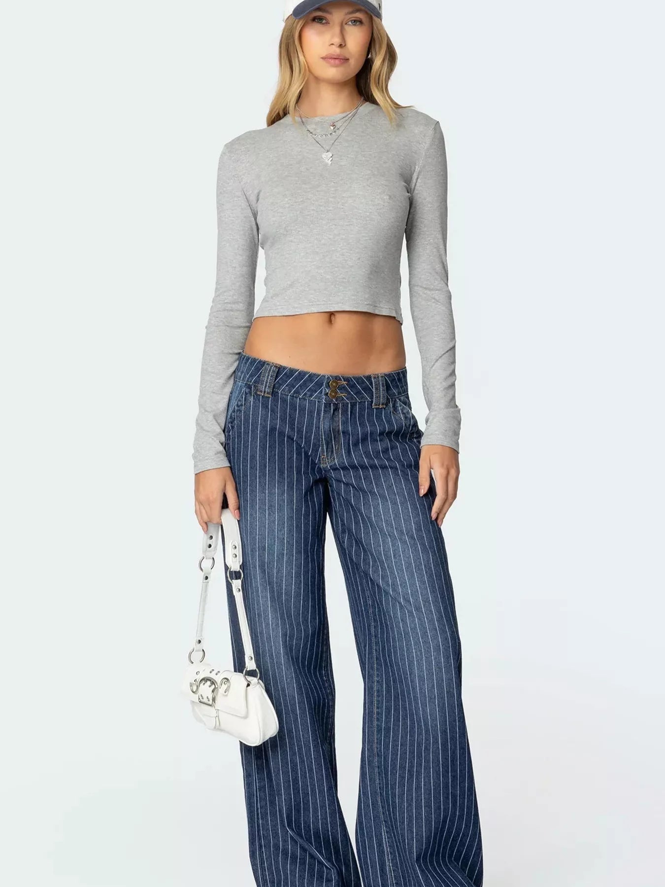 Hazel Blues® | Striped Wide Leg Jeans