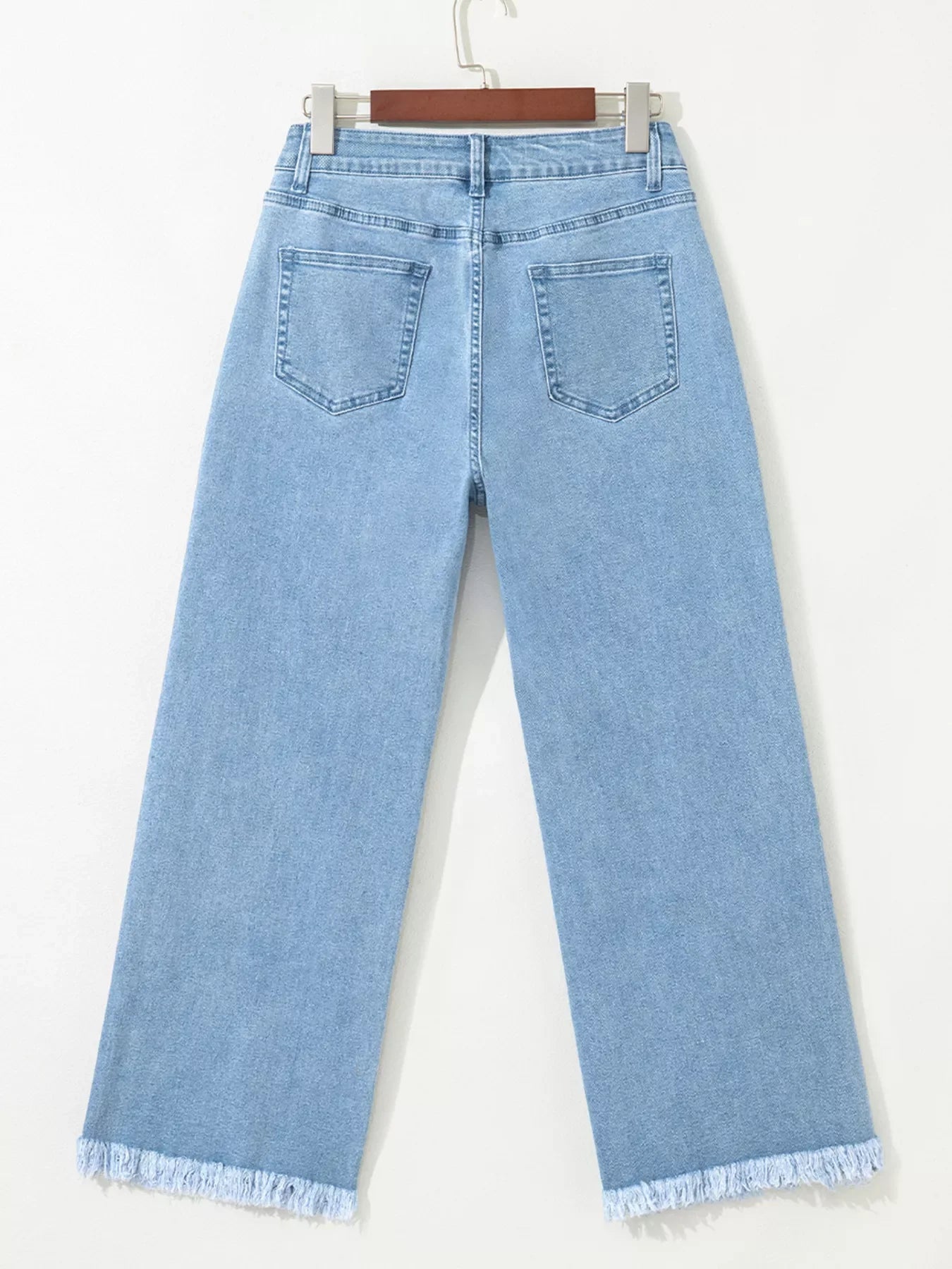 Hazel Blues® | Colorful Sequin Christmas Tree Patched Raw Hem Cropped Wide Leg Jeans