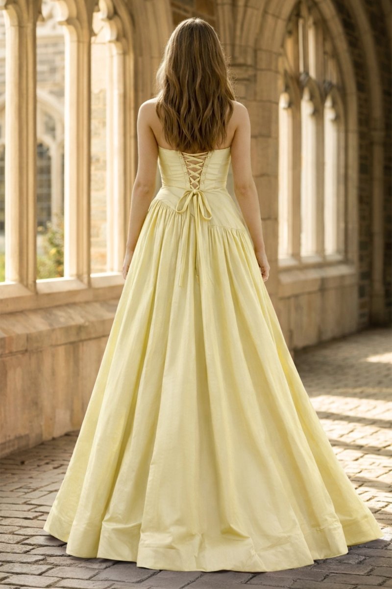 Fuchsia Strapless Taffeta A-line Long Formal Dress
