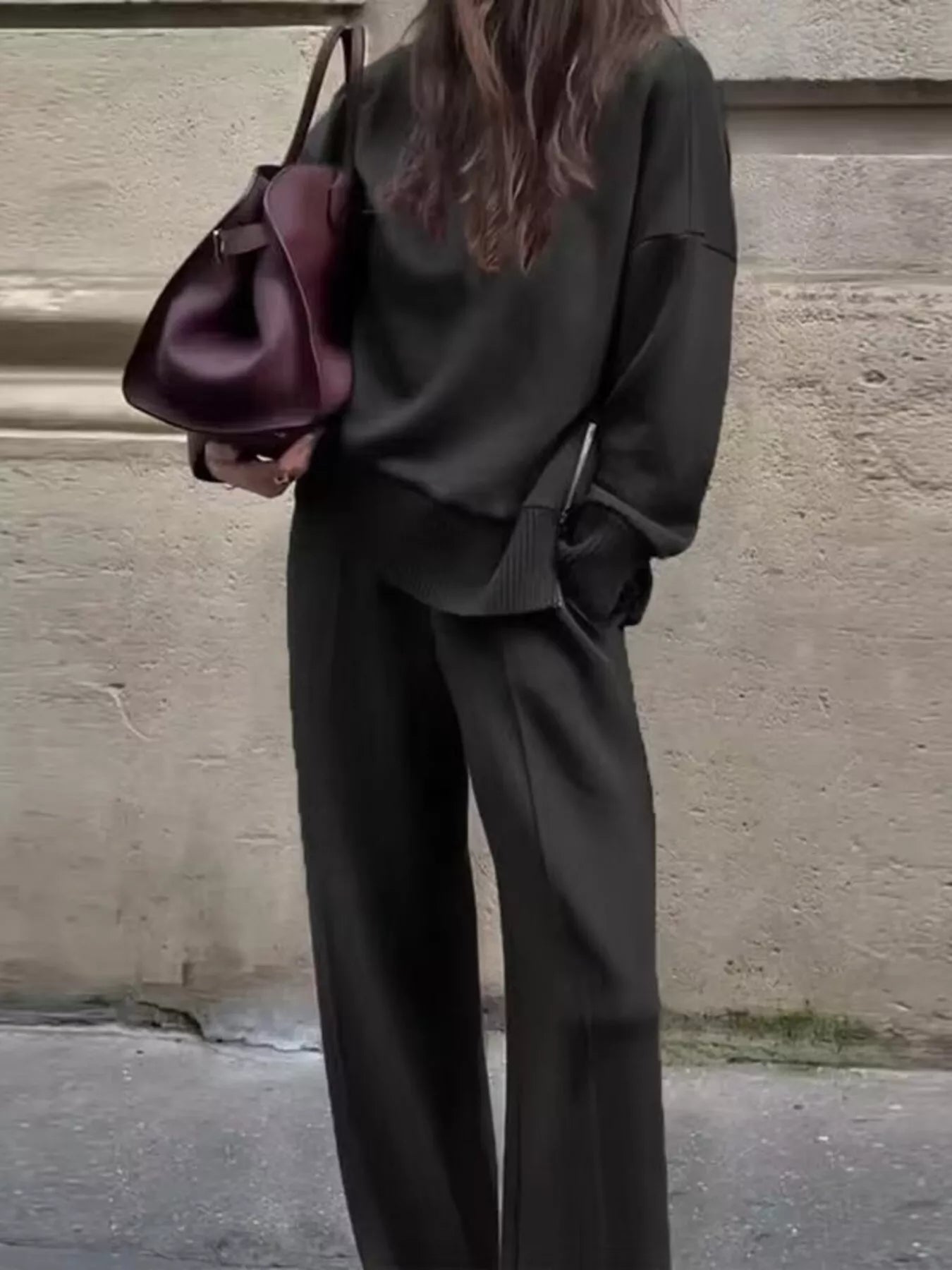 Hazel Blues® | Turtleneck Side Zipper Sweatshirt and Pants Set