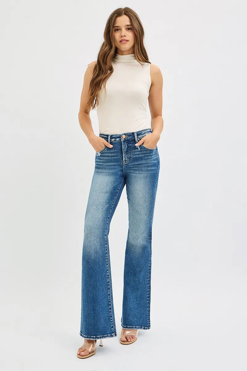 Hazel Blues® | RISEN Tummy Control High Rise Flare Jeans