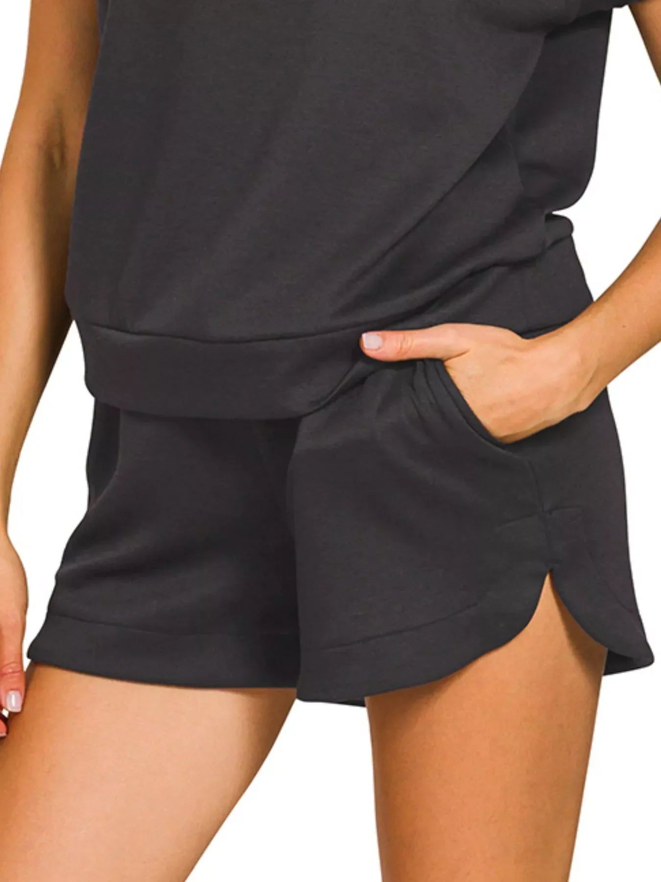 Hazel Blues® | Zenana Scuba High Neck Half Zip Top and Dolphin Shorts Set