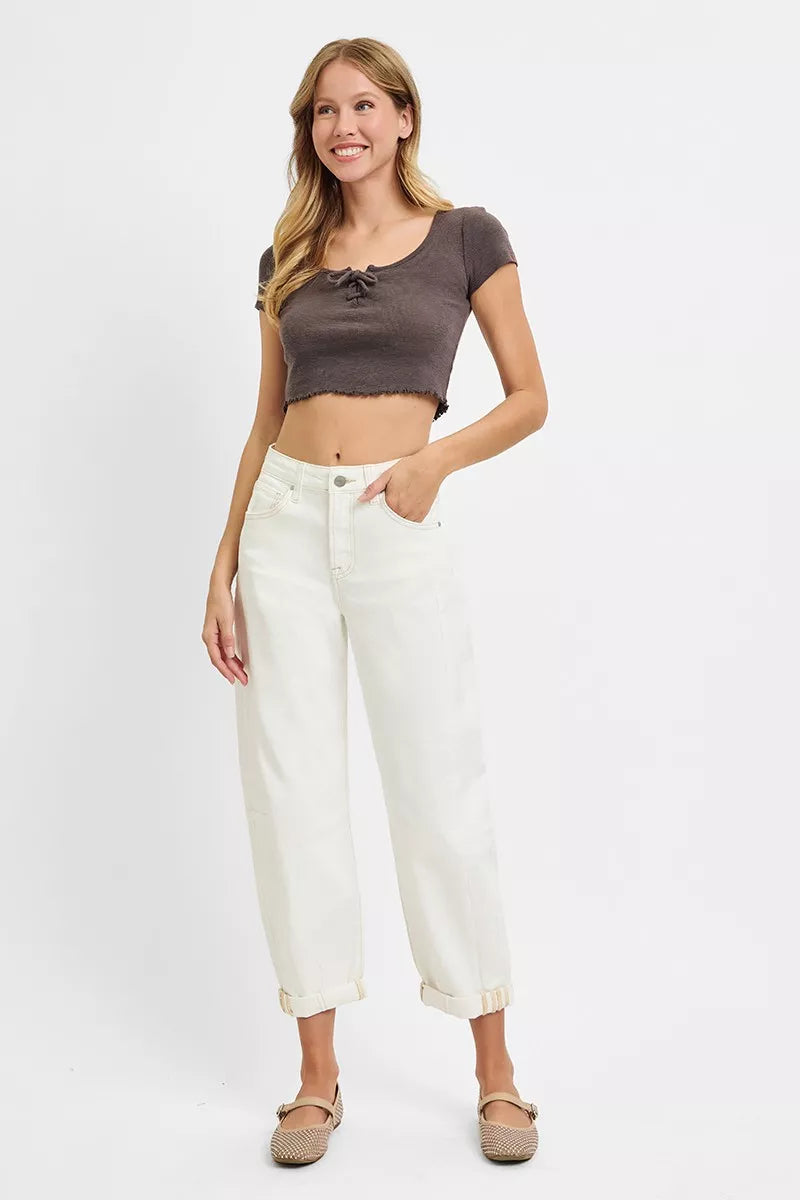 Hazel Blues® | RISEN High Rise Barrel Cropped Jeans