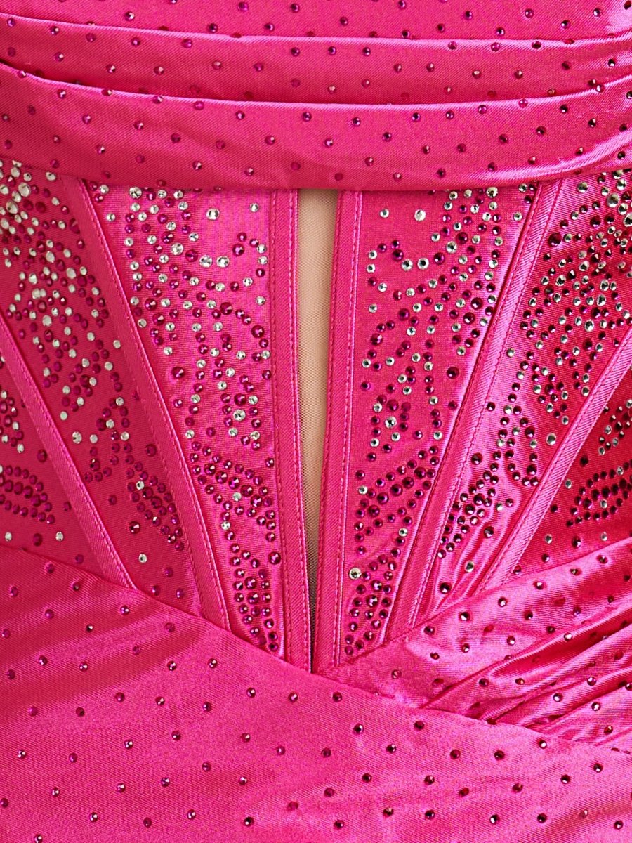 Fuchsia - Strapless Bodycon Satin Short Homecoming Dress With Beading