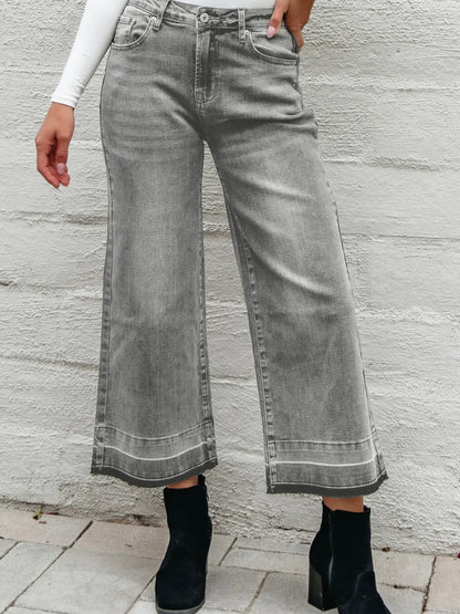 Hazel Blues® |  High Waist Wide Leg Washed Jeans