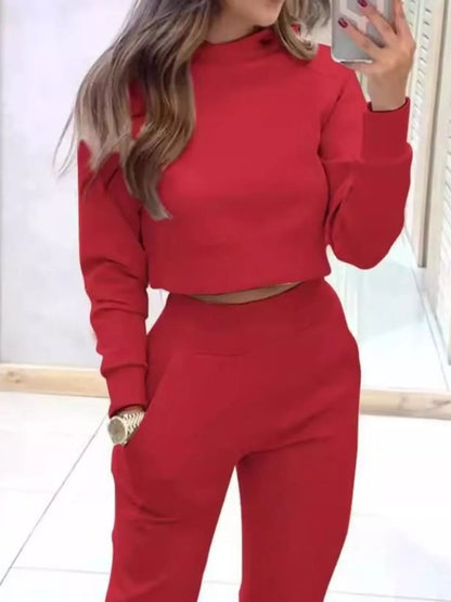 Hazel Blues® |  Casual Chic Cropped Sweatshirt and Jogger Set