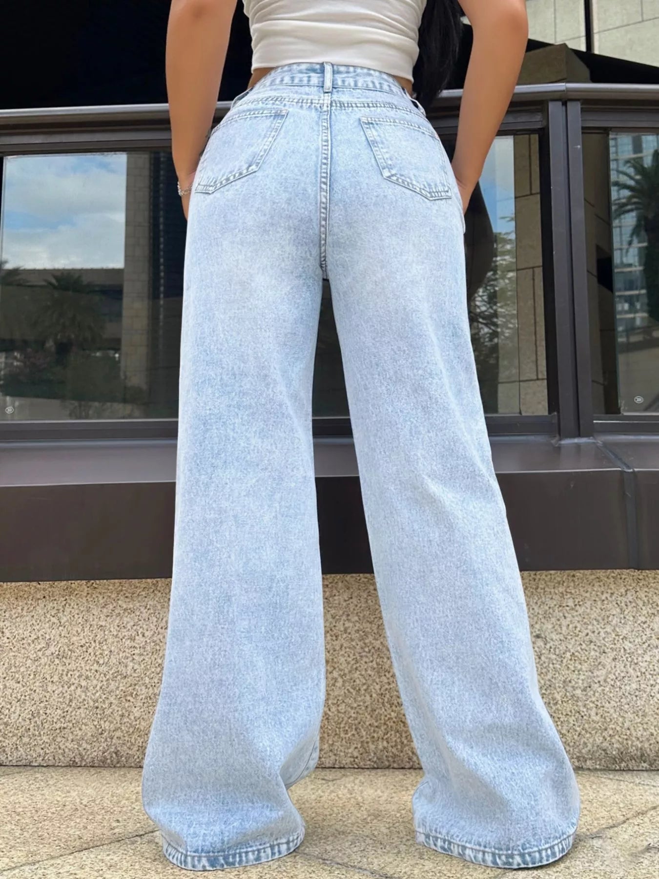 Hazel Blues® |  High-Waisted Wide Leg Jeans