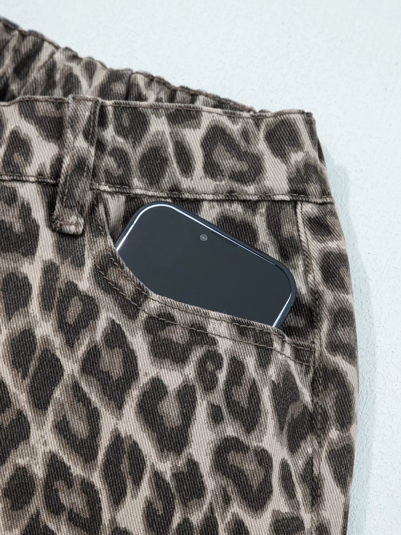 Hazel Blues® |  Leopard Straight Loose Leg Jeans
