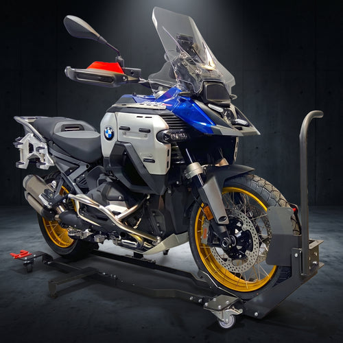 🔧 Heavy-Duty Motorcycle Wheel Chock Stand – 360° Movable Parking & Storage Rack for Secure Bike Handling