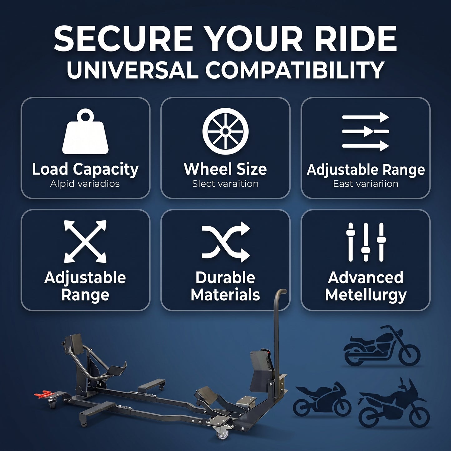🔧 Heavy-Duty Motorcycle Wheel Chock Stand – 360° Movable Parking & Storage Rack for Secure Bike Handling
