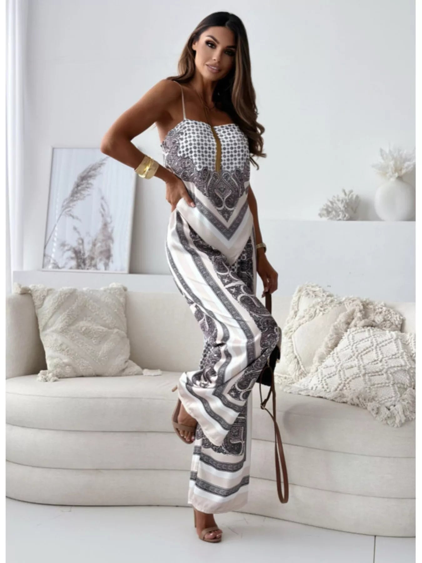 Hazel Blues® |  Tie Back Printed Cami and Pants Set