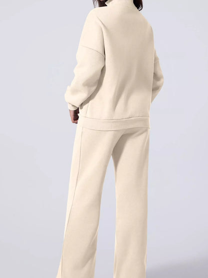 Hazel Blues® |  Drop Shoulder Zip Up Jacket and Drawstring Pants Active 2pcs Set