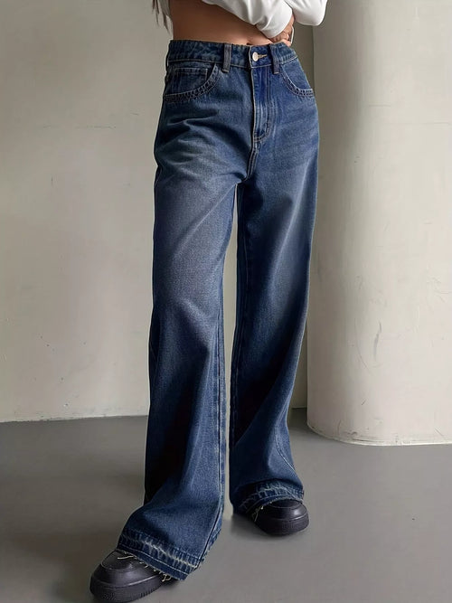 Hazel Blues® |  Wide Leg Vintage Wash Jeans