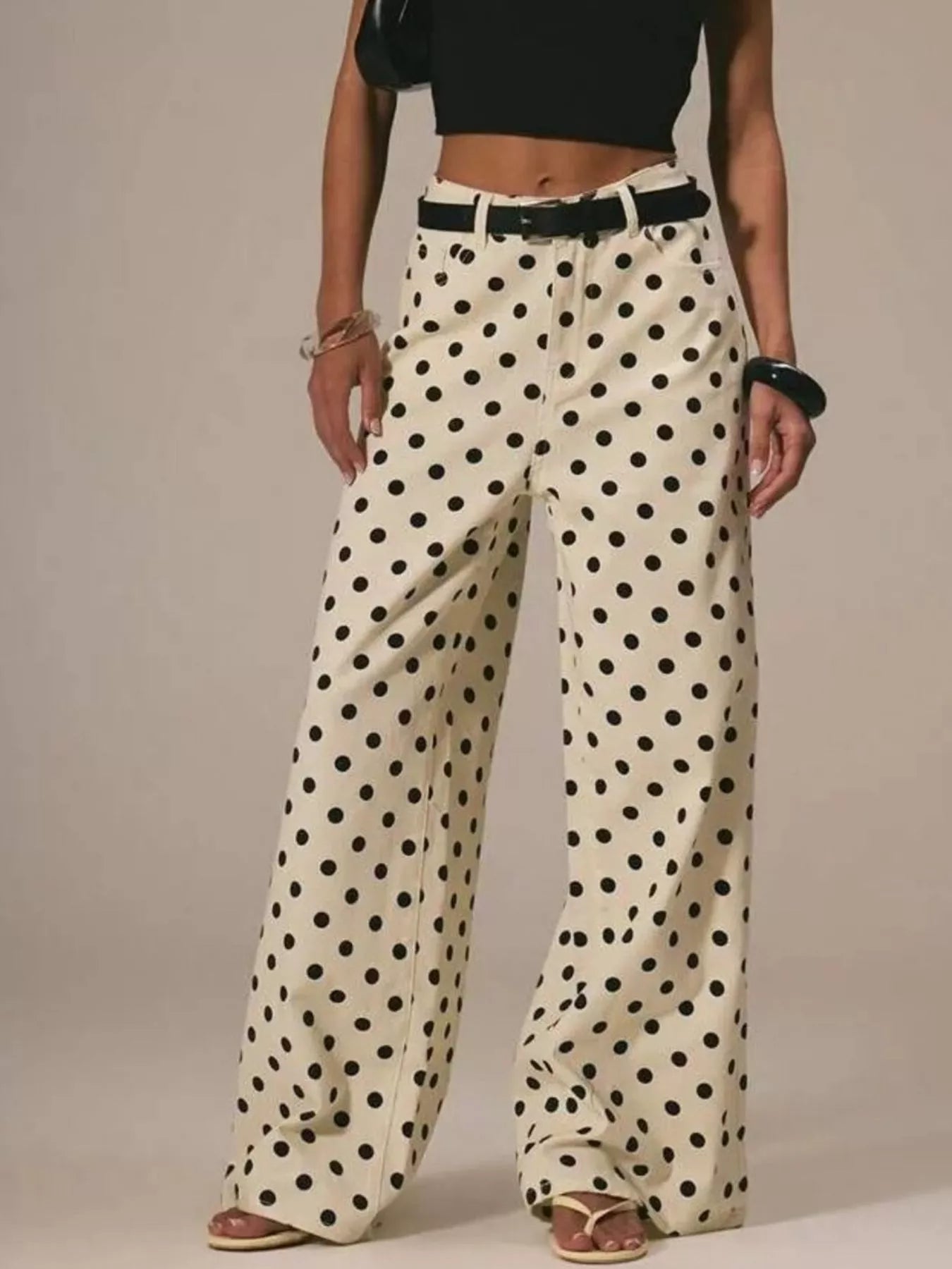 Hazel Blues® |  Polka Dot Wide Leg Jeans