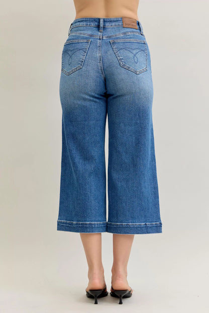 Hazel Blues® |  Judy Blue Mid Rise Crop Wide Leg Jeans
