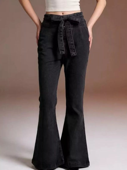 Hazel Blues® |  Bow-Tie High-Waisted Flare Jeans