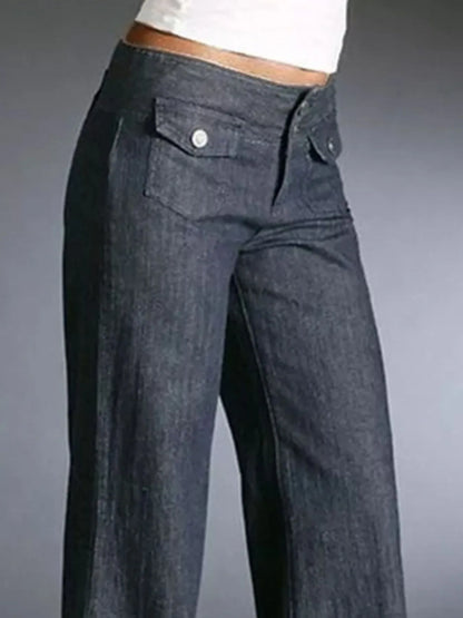 Hazel Blues® | High-Waisted Wide-Leg Wash Jeans