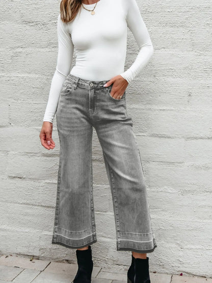 Hazel Blues® |  High Waist Wide Leg Washed Jeans