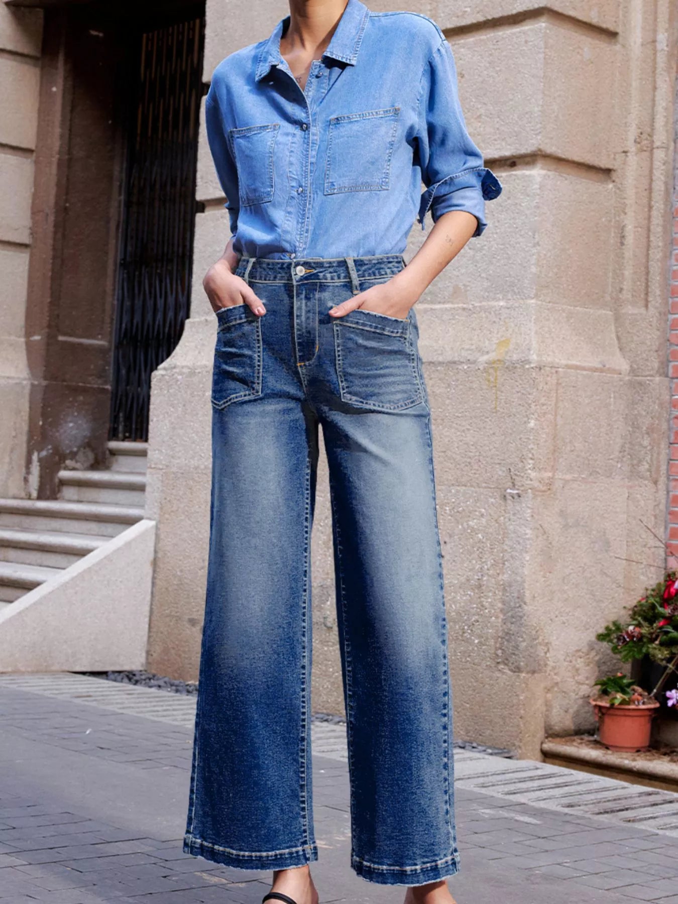 Hazel Blues® |  Patch Pocket Shift Jeans