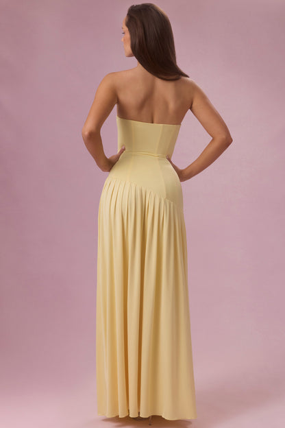 Jersey Strapless Gown in Butter Yellow