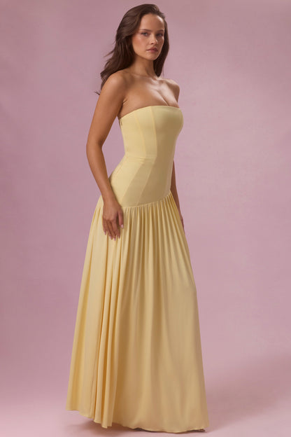 Jersey Strapless Gown in Butter Yellow