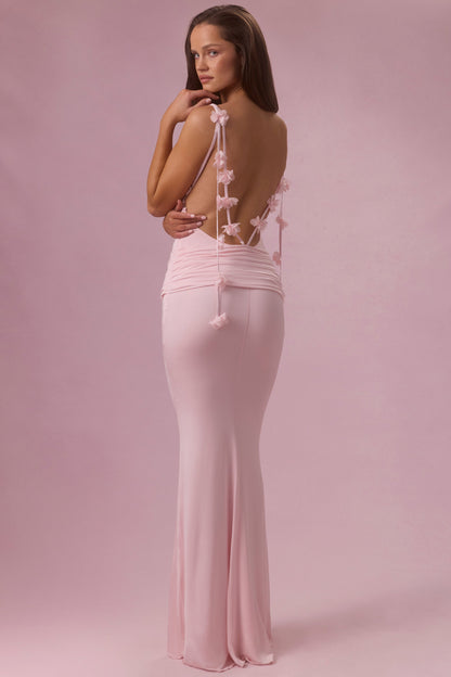 Jersey Draped Gown in Baby Pink