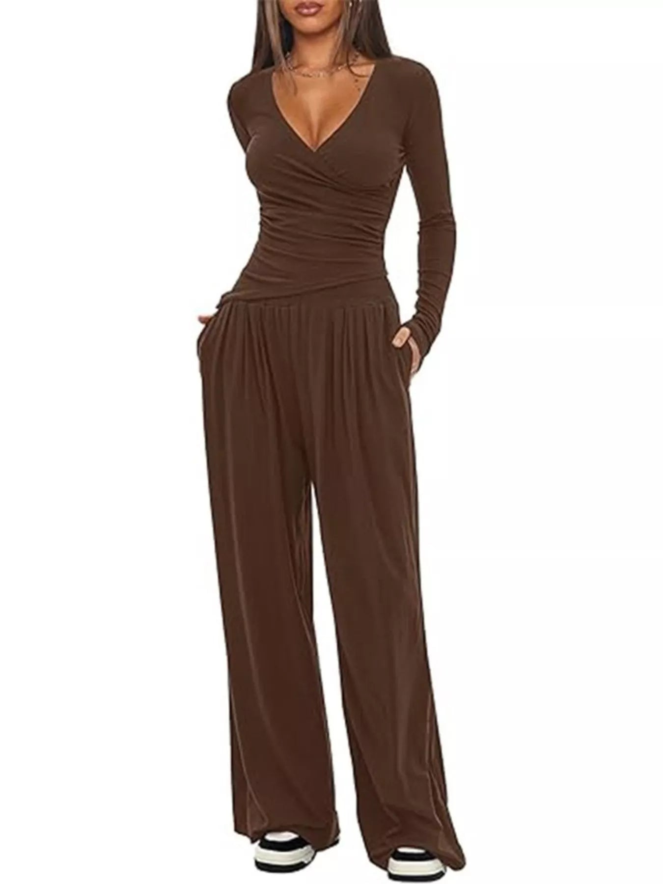 Hazel Blues® |  Casual Long Sleeve Top and Wide Leg Pants Set