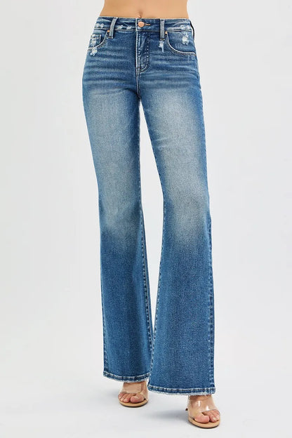 Hazel Blues® | RISEN Tummy Control High Rise Flare Jeans