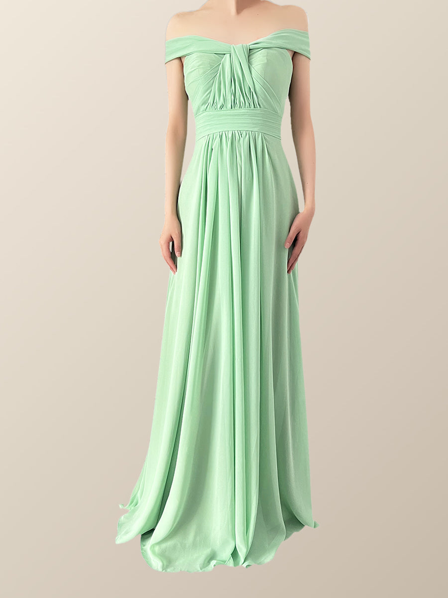 Mint Green Chiffon Convertible Bridesmaid Dress