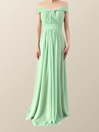 Mint Green Chiffon Convertible Bridesmaid Dress