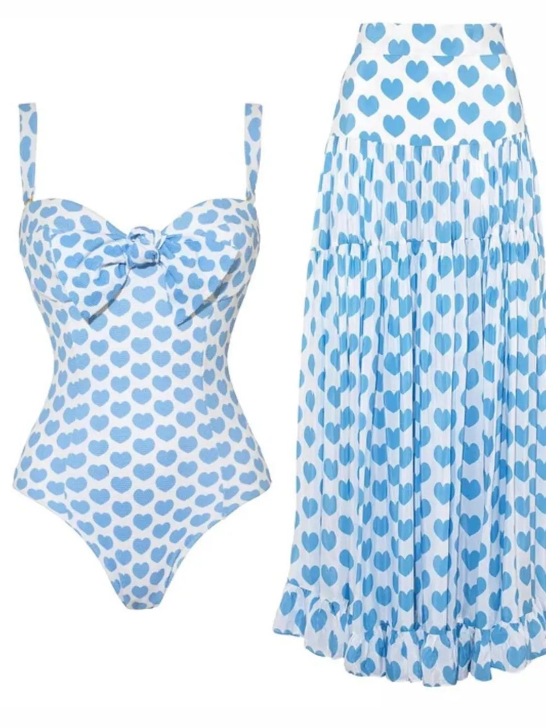 Hazel Blues® |  Printed One-Piece Swimwear and Skirt Set