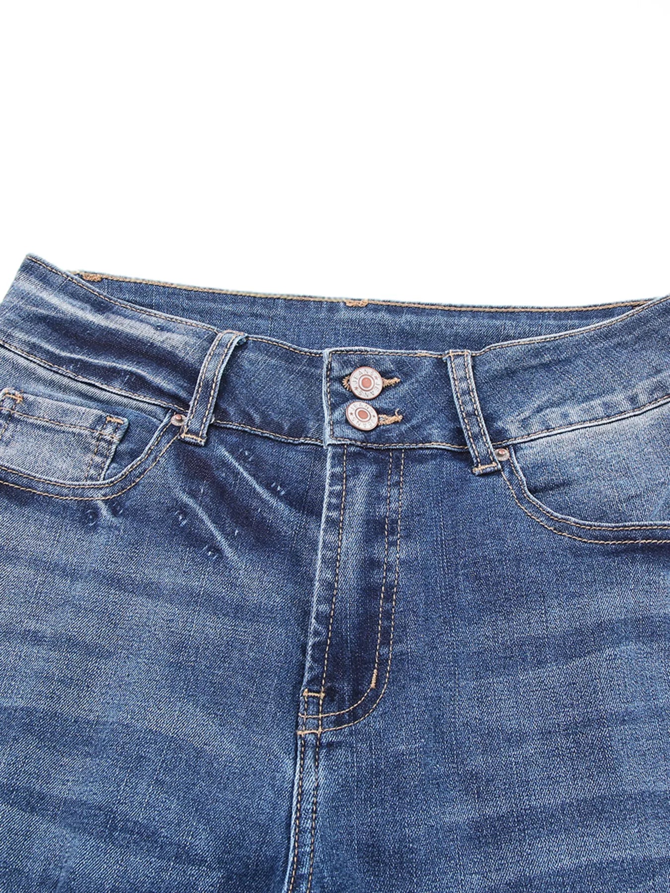 Hazel Blues® |  High Waist Distressed Straight Leg Jeans