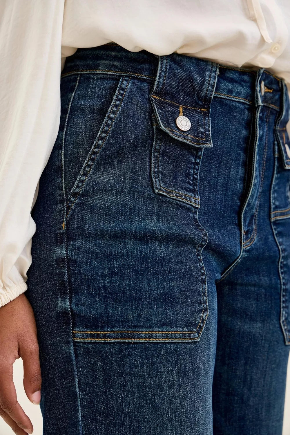 Hazel Blues® |  Judy Blue High Waist Wide Crop Utility Jeans with Patch Pocket