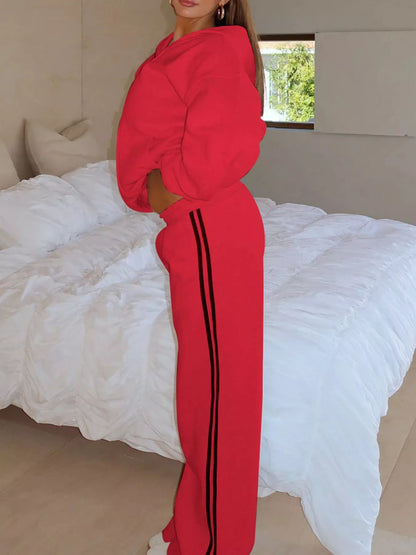 Hazel Blues® |  Zip Up Hoodie and Striped Pants Set