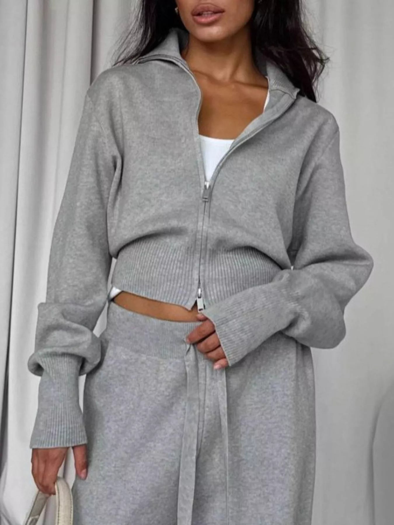 Hazel Blues® |  Zip-Up Outerwear and  Drawstring Pants Set