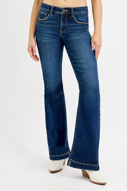Hazel Blues® |  RISEN Full SIze Tummy Control Mid Rise Flare Jeans Plus SIze