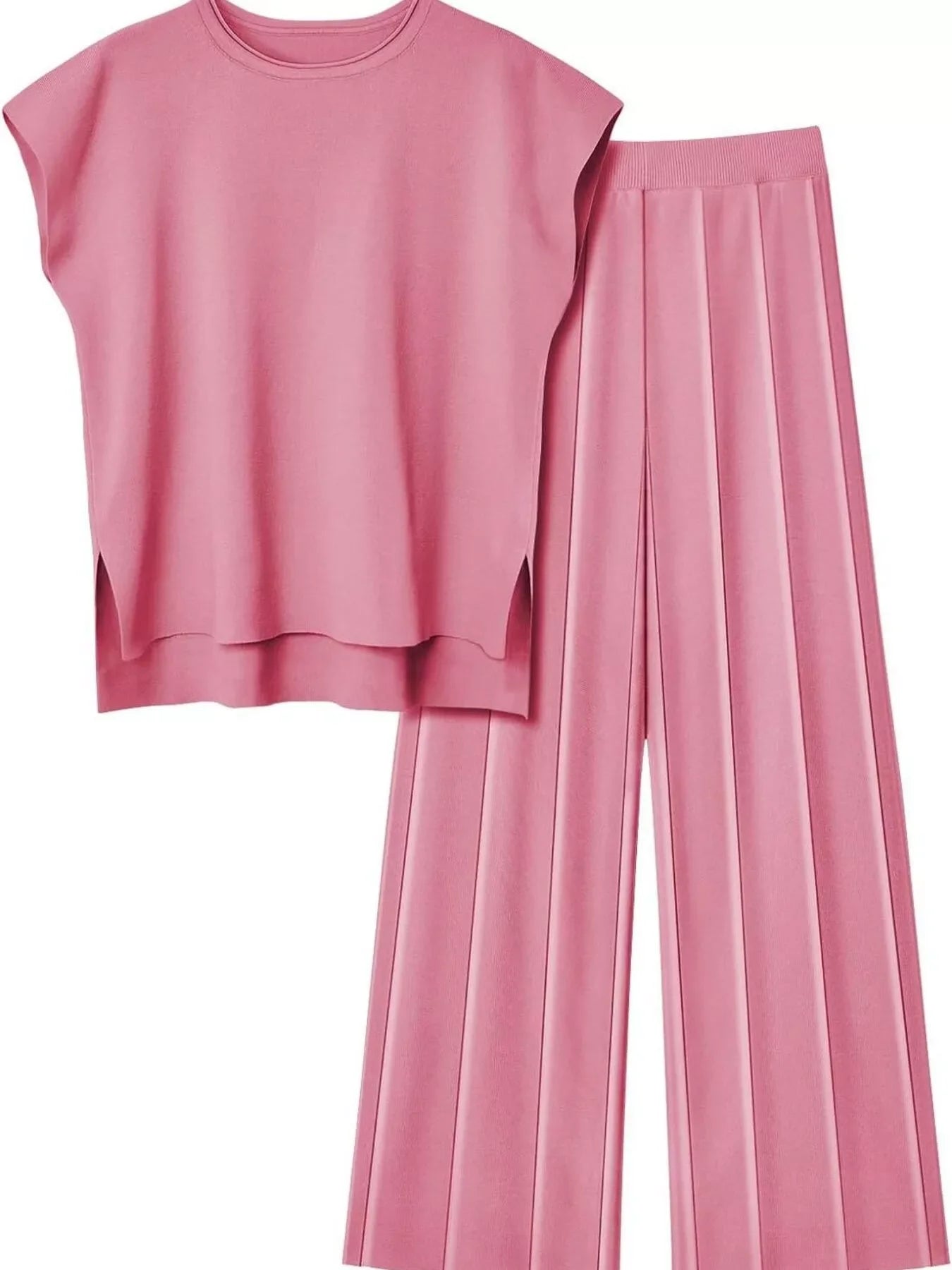Hazel Blues® |  Casual Solid Color Cap Sleeve Top and Pants Knit Set