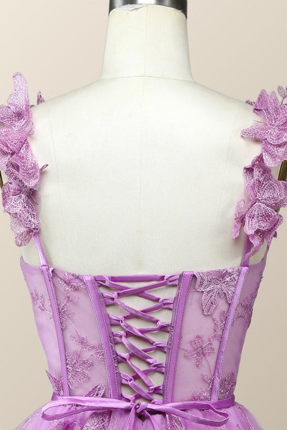 Lilac Butterfly Tulle A-line Short Homecoming Dress