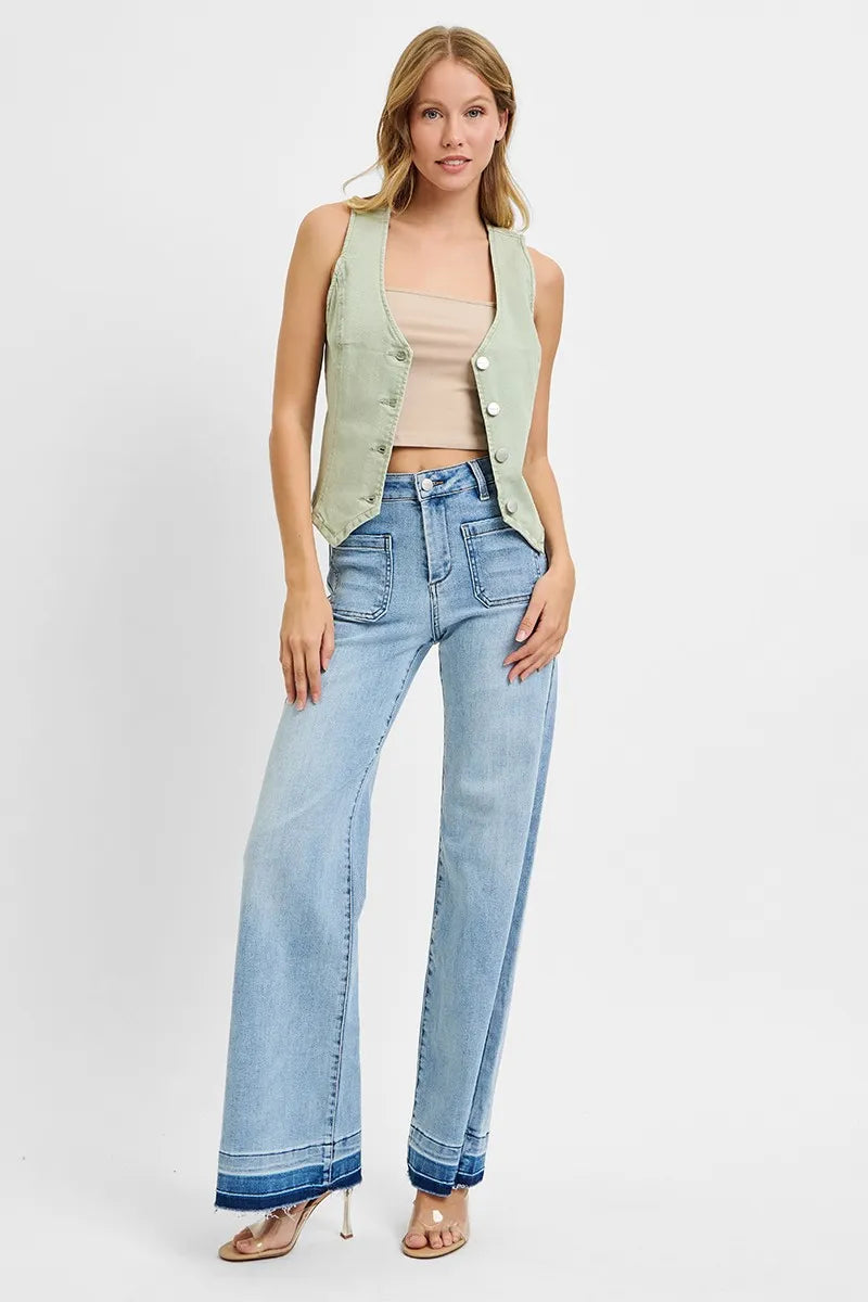 Hazel Blues® | RISEN V Neck Button Down Vest