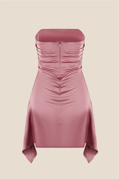 Strapless Floral Ruched Short Homecoming Dress