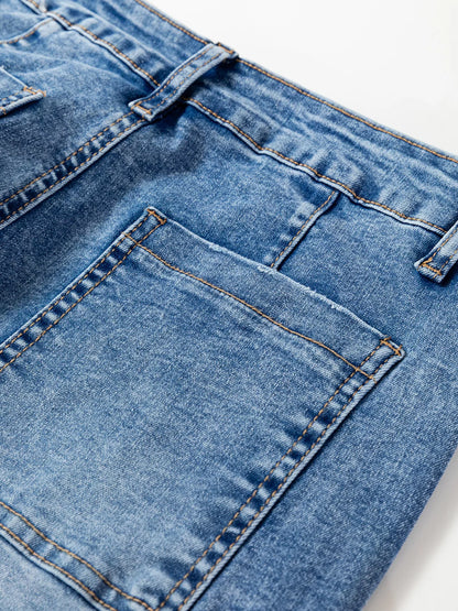 Hazel Blues® |  Seam Detail Loose Fit Cropped Jeans
