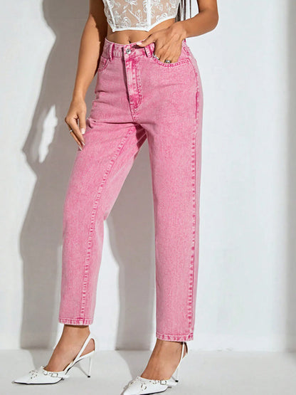 Hazel Blues® |  High-Waisted Wash Straight Leg Jeans