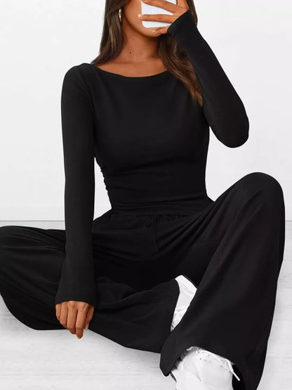 Hazel Blues® |  Long Sleeve Top and Wide Leg Pants Set