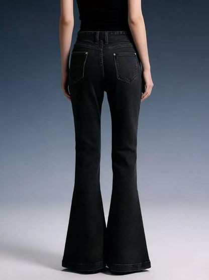 Hazel Blues® |  Bow-Tie High-Waisted Flare Jeans